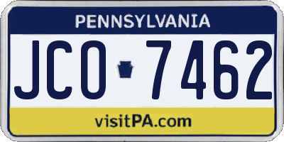 PA license plate JCO7462