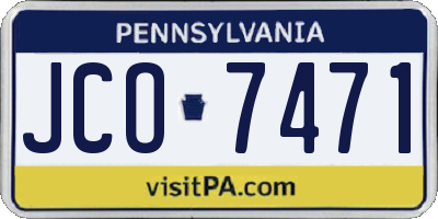 PA license plate JCO7471