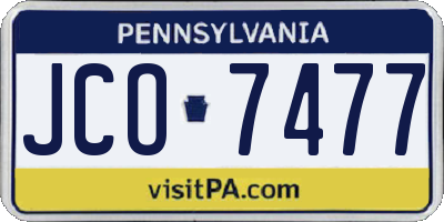 PA license plate JCO7477