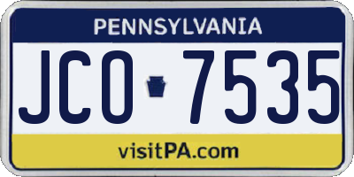 PA license plate JCO7535