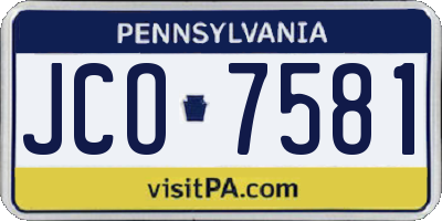 PA license plate JCO7581