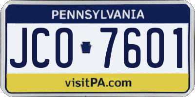 PA license plate JCO7601