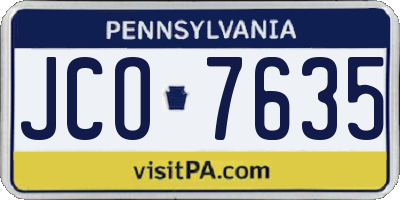PA license plate JCO7635