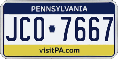 PA license plate JCO7667