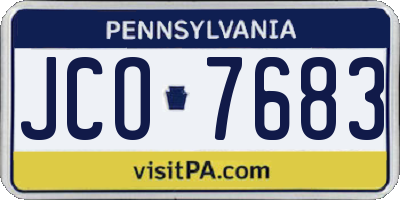 PA license plate JCO7683