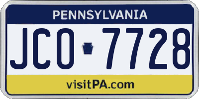 PA license plate JCO7728