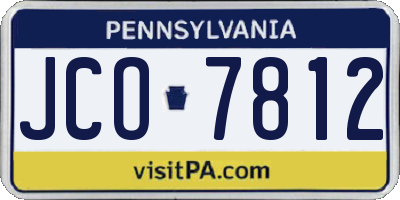 PA license plate JCO7812