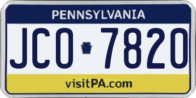 PA license plate JCO7820
