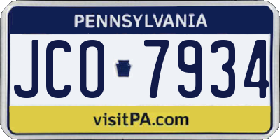 PA license plate JCO7934