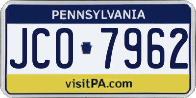 PA license plate JCO7962