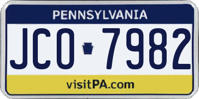 PA license plate JCO7982