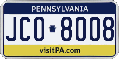 PA license plate JCO8008