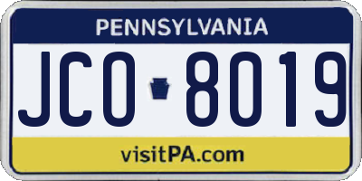 PA license plate JCO8019