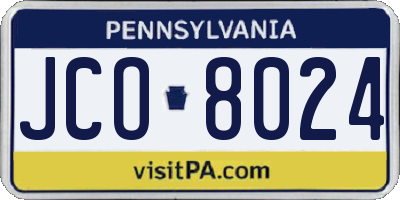 PA license plate JCO8024