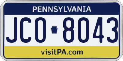 PA license plate JCO8043