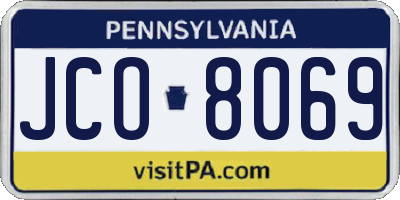 PA license plate JCO8069