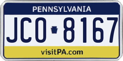 PA license plate JCO8167