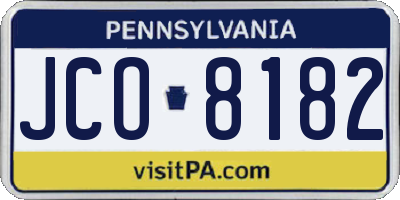 PA license plate JCO8182