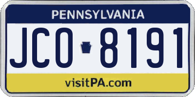 PA license plate JCO8191