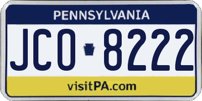 PA license plate JCO8222
