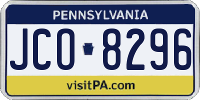 PA license plate JCO8296