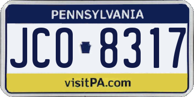PA license plate JCO8317