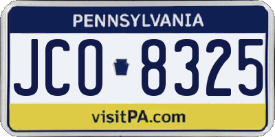 PA license plate JCO8325