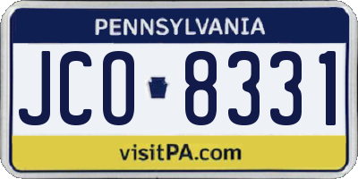 PA license plate JCO8331