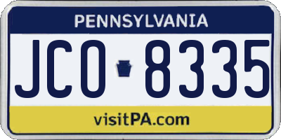 PA license plate JCO8335