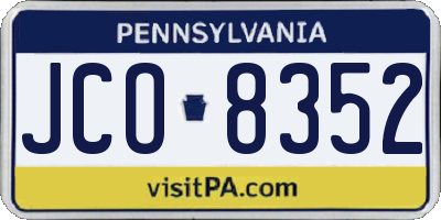 PA license plate JCO8352