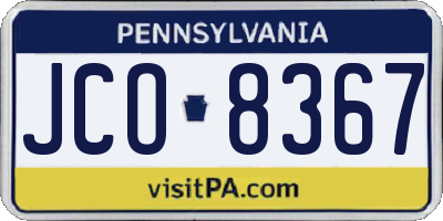 PA license plate JCO8367