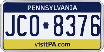 PA license plate JCO8376