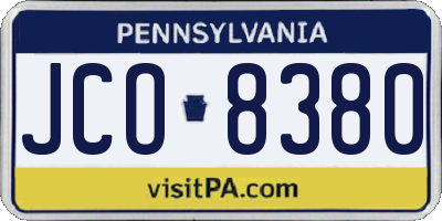 PA license plate JCO8380