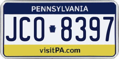 PA license plate JCO8397