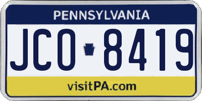 PA license plate JCO8419