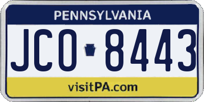PA license plate JCO8443