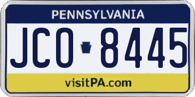 PA license plate JCO8445