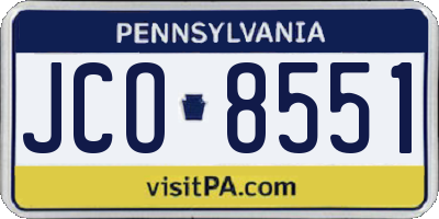 PA license plate JCO8551