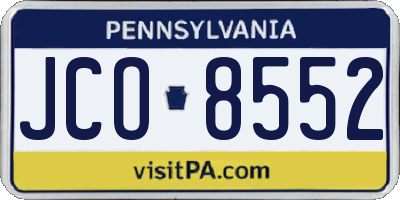 PA license plate JCO8552