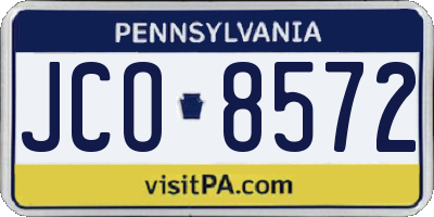 PA license plate JCO8572