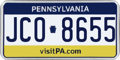 PA license plate JCO8655