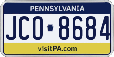 PA license plate JCO8684