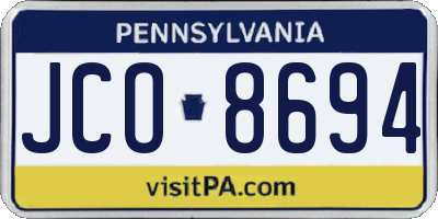 PA license plate JCO8694