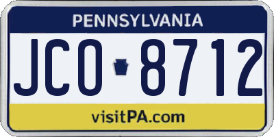 PA license plate JCO8712