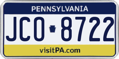 PA license plate JCO8722