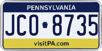 PA license plate JCO8735