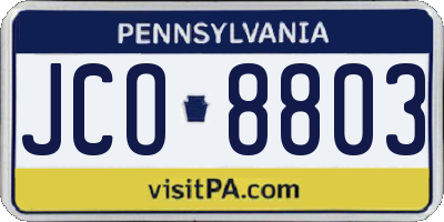 PA license plate JCO8803