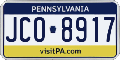 PA license plate JCO8917