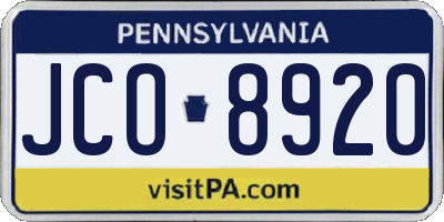 PA license plate JCO8920