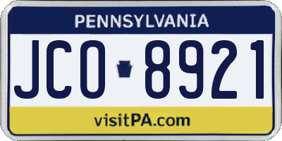 PA license plate JCO8921